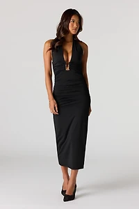 Contour Plunge Halter Midi Dress