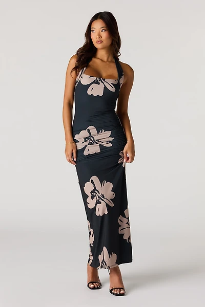 Ruched Halter Maxi Dress