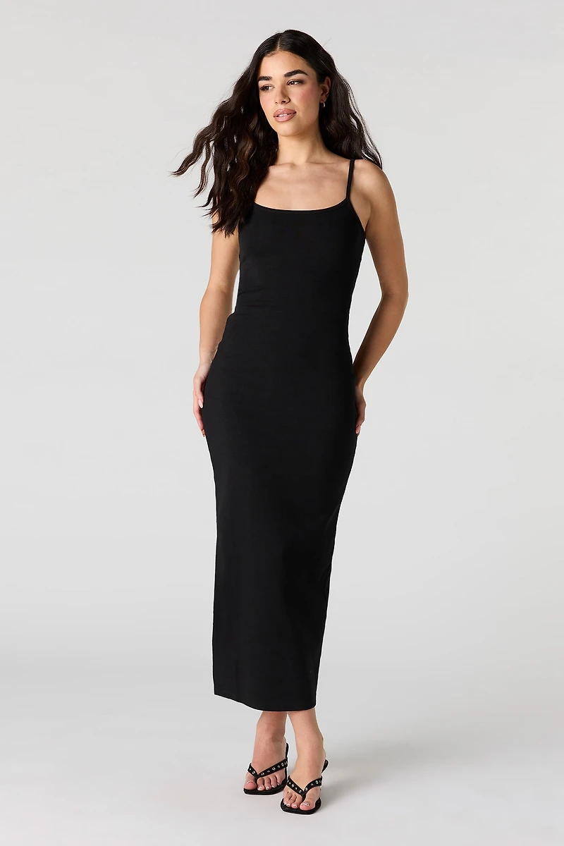 Scoop Neck Back Cutout Maxi Dress