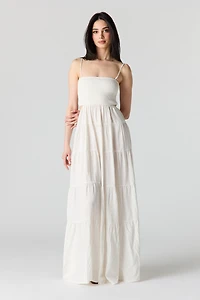 Robe midi volantée smockée