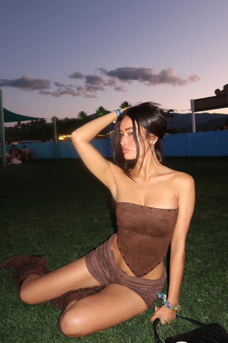 Suede Studded Tube Top