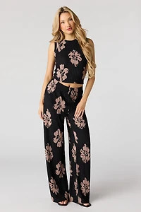 Textured Wide Leg Pant