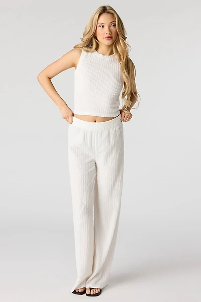 Pantalon à jambe large texturé