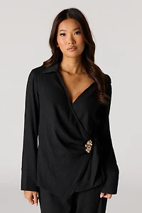 Textured Wrap Blouse