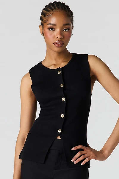 Knit Button-Up Vest