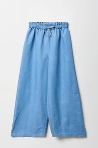 Jean à jambe large avec taille froncée pour fille