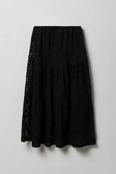 Girls Lace Tiered Maxi Skirt