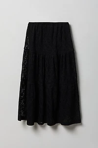 Girls Lace Tiered Maxi Skirt