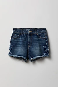 Girls Stitched High Rise Denim Short