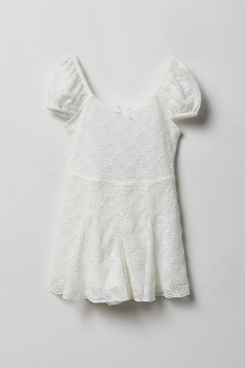 Robe combi-short en dentelle pour fille