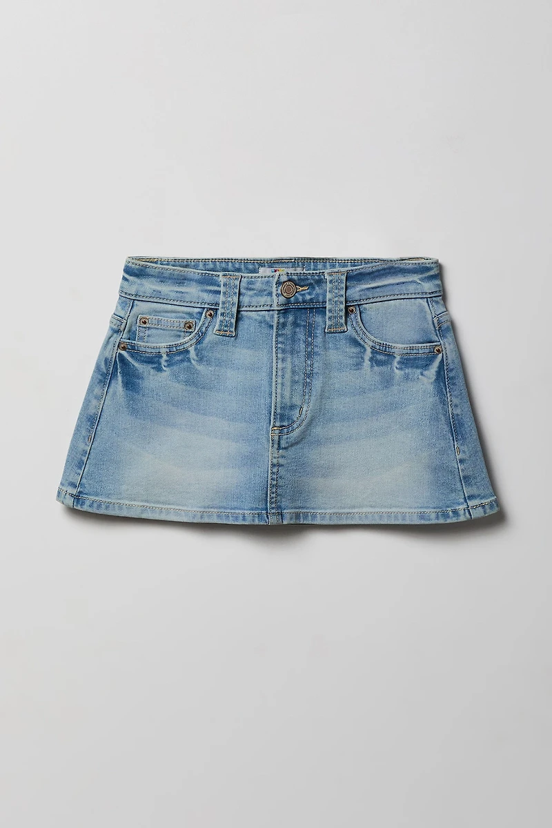 Jupe-short en denim à taille basse pour fille