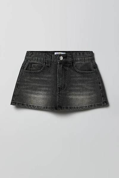 Girls Butterfly Embroidered Stretch Denim Skort