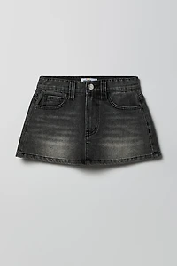 Girls Butterfly Embroidered Stretch Denim Skort