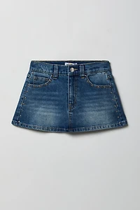 Girls Studded Stretch Denim Skort