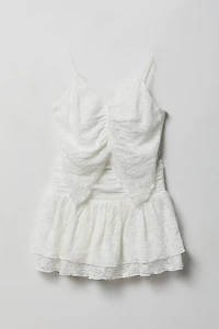 Ensemble avec débardeur en dentelle et jupe-short pour fille
