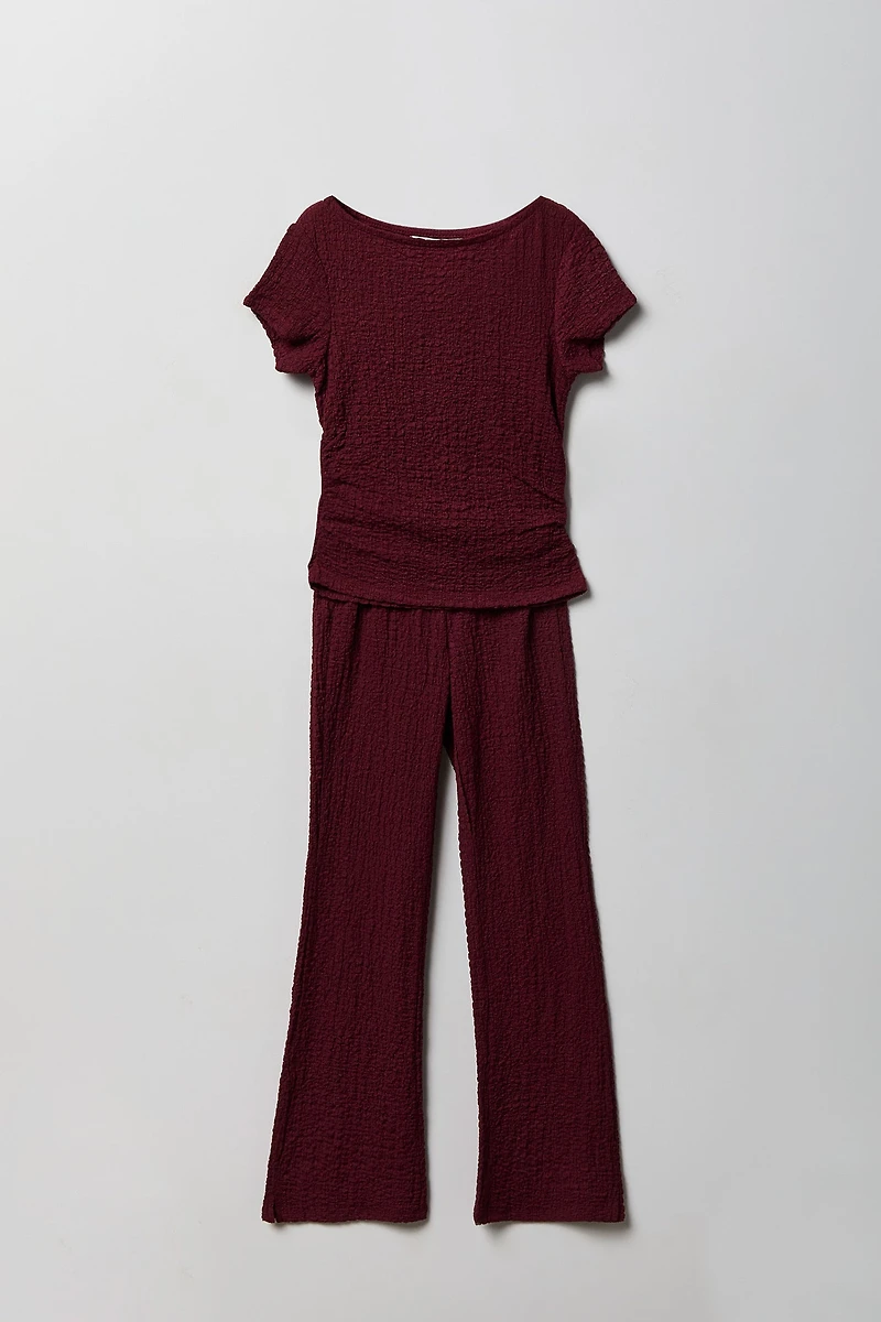 Ensemble avec haut texturé et pantalon pour fille