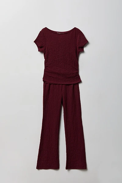 Ensemble avec haut texturé et pantalon pour fille