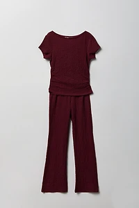 Ensemble avec haut texturé et pantalon pour fille