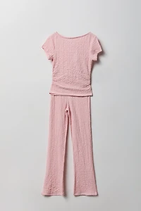 Girls Textured Top & Pant Set
