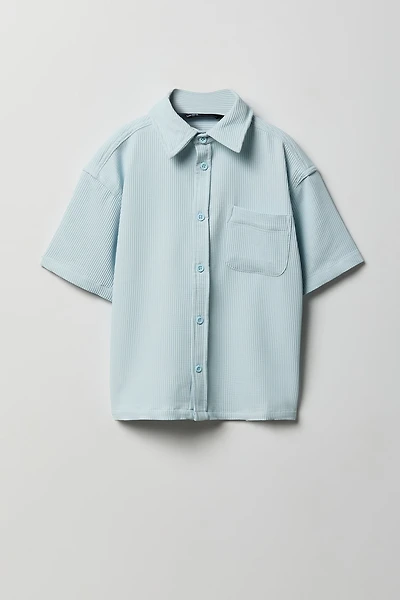 Haut carré boutonné texturé avec col pour garçon