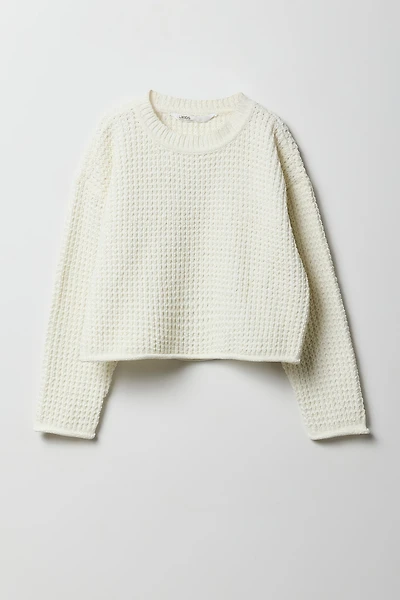 Girls Waffle Knit Sweater