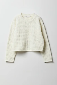 Girls Waffle Knit Sweater