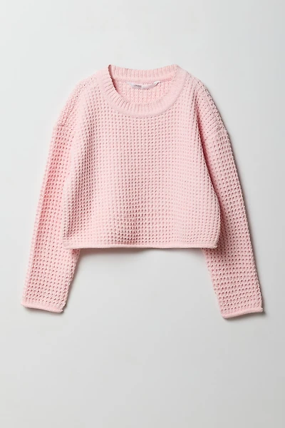 Girls Waffle Knit Sweater