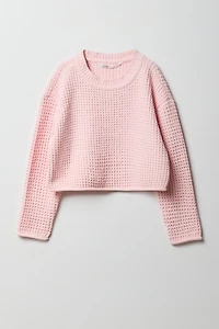 Girls Waffle Knit Sweater