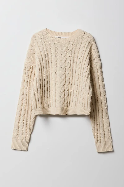 Chandail carré en tricot torsadé pour fille