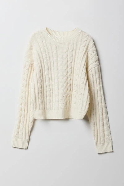Girls Cable Knit Boxy Sweater