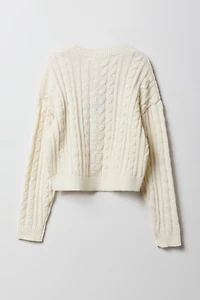 Girls Cable Knit Boxy Sweater
