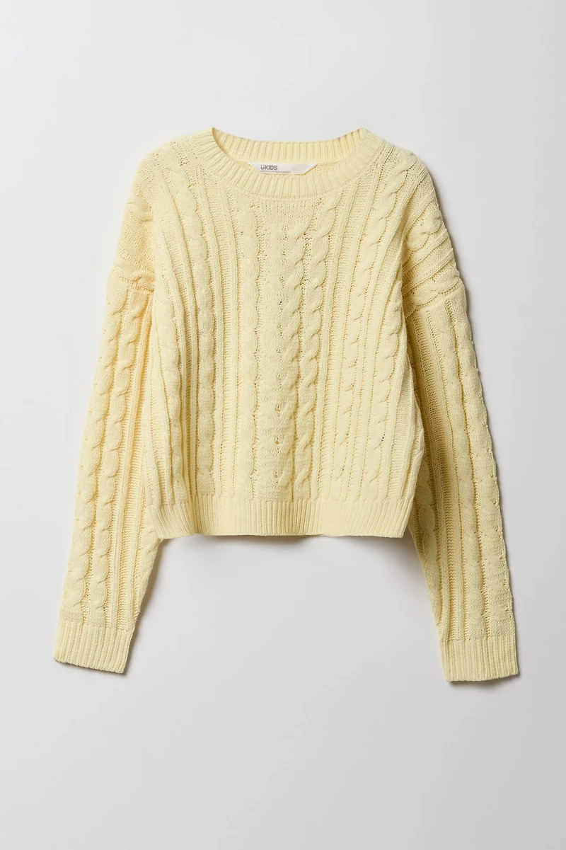Girls Cable Knit Boxy Sweater