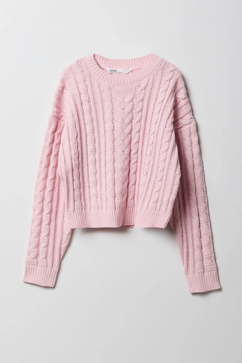 Girls Cable Knit Boxy Sweater