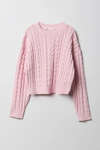 Girls Cable Knit Boxy Sweater