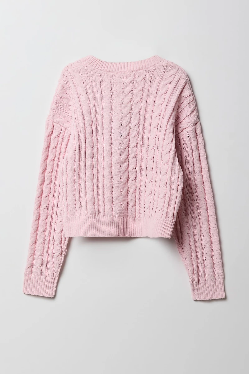 Girls Cable Knit Boxy Sweater