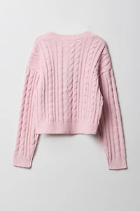Girls Cable Knit Boxy Sweater