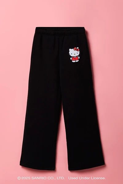 Hello Kitty® Girls Embroidered Fleece Wide Leg Sweatpant