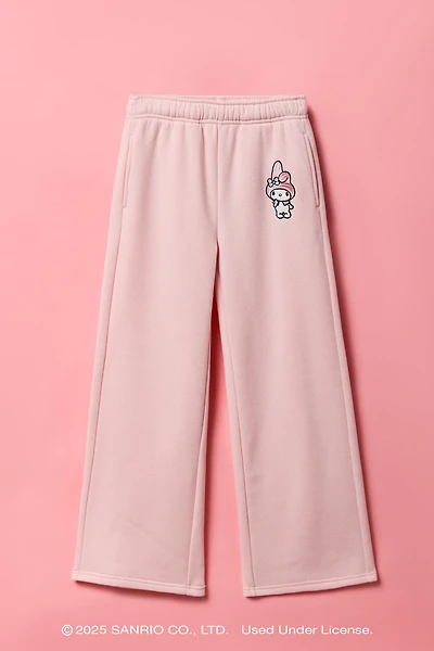 My Melody™ Girls Embroidered Fleece Wide Leg Sweatpant