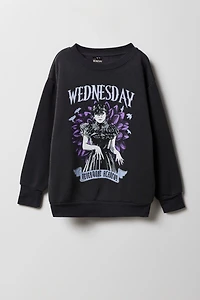 Girls Wednesday Puff Print Fleece Sweatshirt