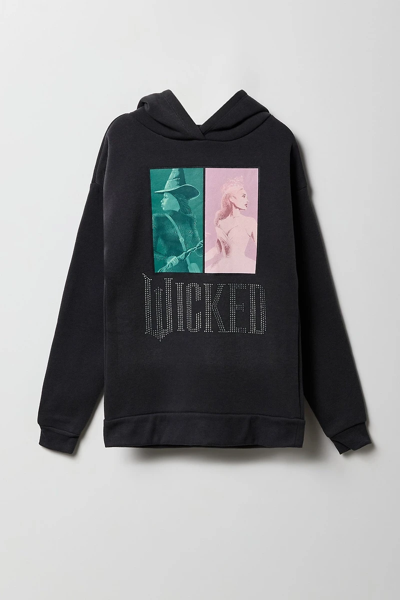 Girls Wicked Rhinestone Graphic Fleece Hoodie