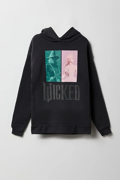 Girls Wicked Rhinestone Graphic Fleece Hoodie
