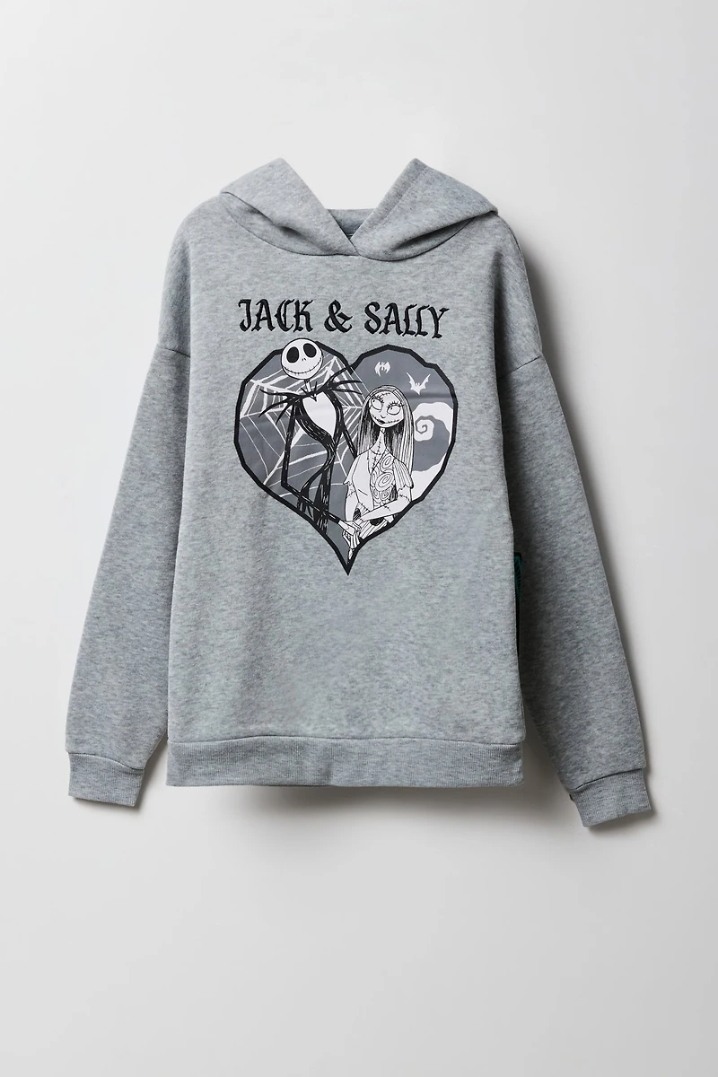 Girls Jack & Sally Embroidered Fleece Hoodie