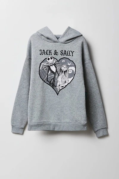 Girls Jack & Sally Embroidered Fleece Hoodie