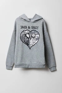 Girls Jack & Sally Embroidered Fleece Hoodie