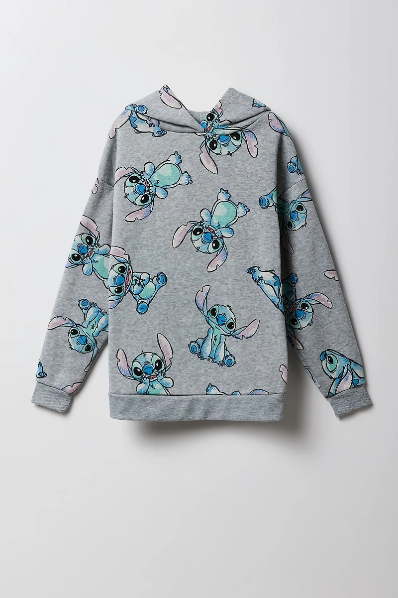 Girls Stitch Print Fleece Hoodie