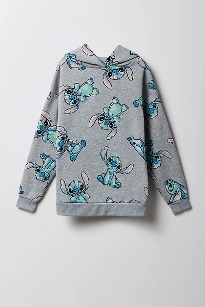 Girls Stitch Print Fleece Hoodie