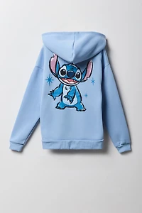 Haut à capuchon en molleton avec imprimé Stitch pour fille