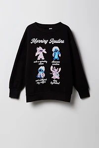 Girls Stitch & Angel Graphic Fleece Sweatshirt