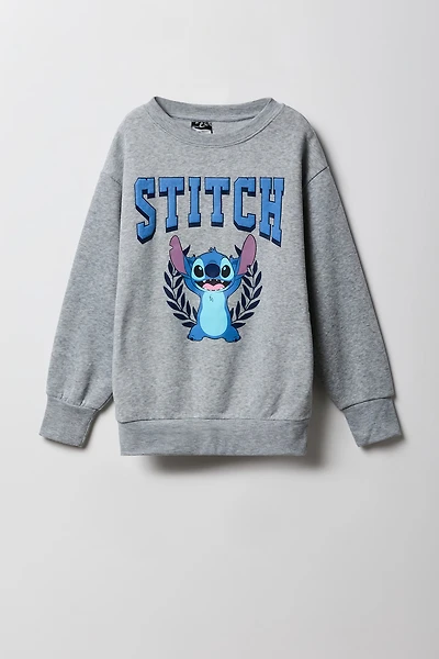 Girls Stitch Puff Print Fleece Sweatshirt