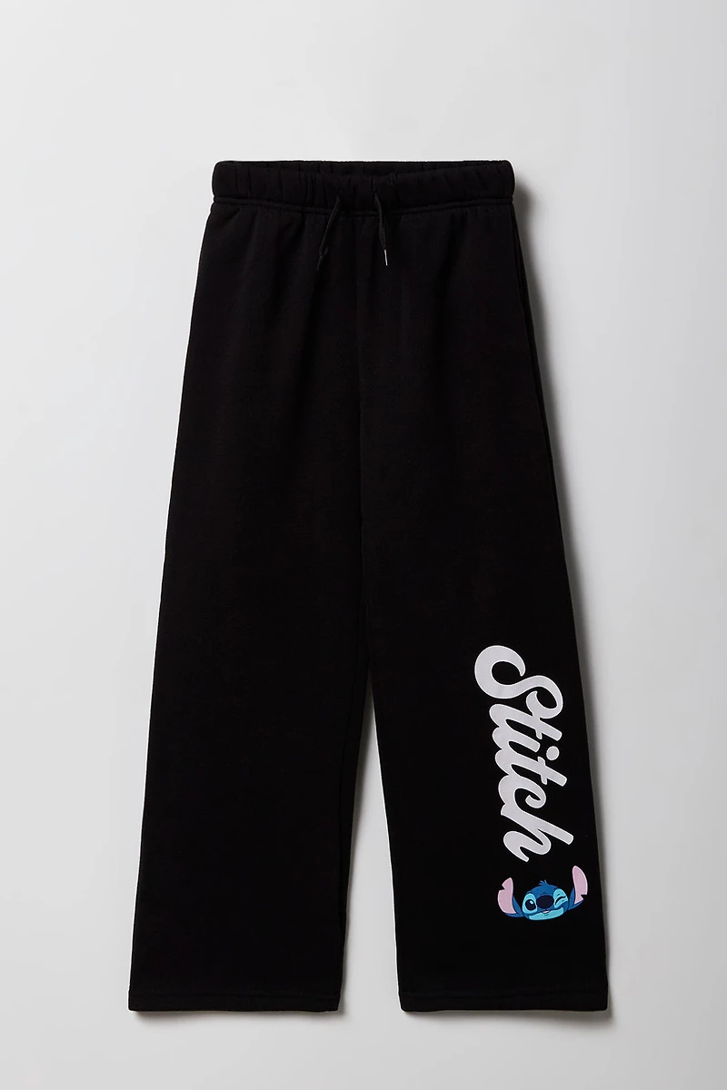 Girls Stitch Graphic Fleece Wide Leg Sweatpant